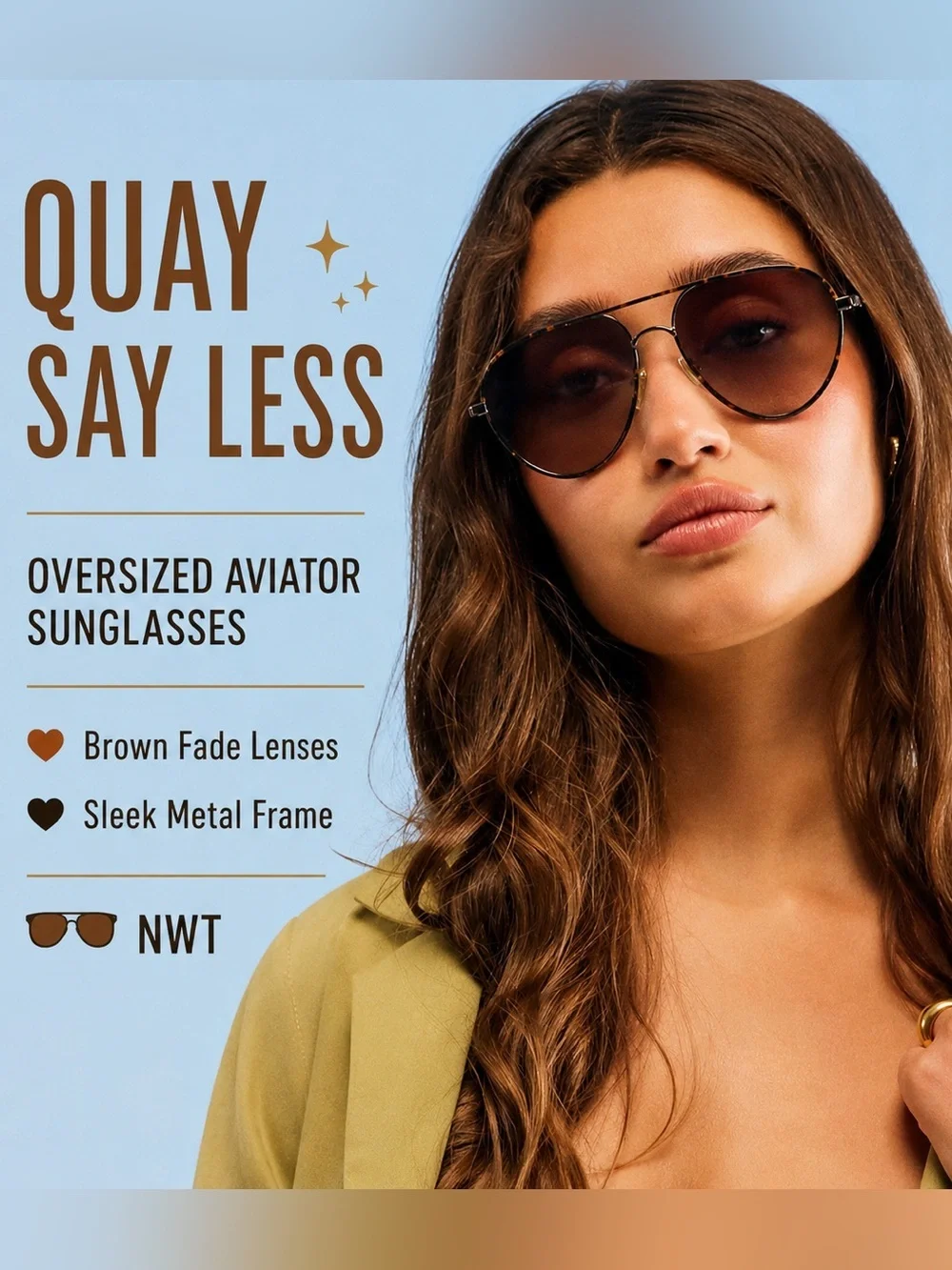 Quay Australia Say Less Sunglasses – Brown Tortoise/Brown Fade NWT